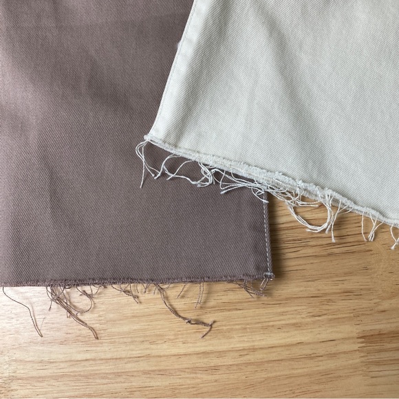 GLASSONS Brown Cream Two Tone Super High Waist Straight Leg Raw Hem Jeans Sz 14 - Picture 8 of 10